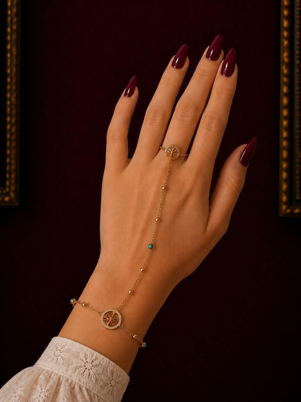 Golden tree hand chain