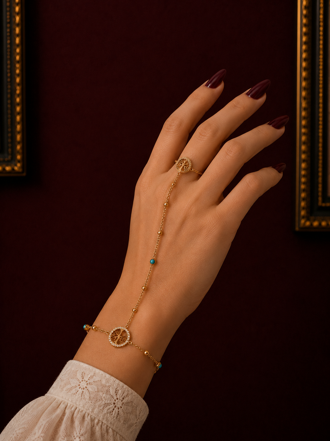 Golden tree hand chain